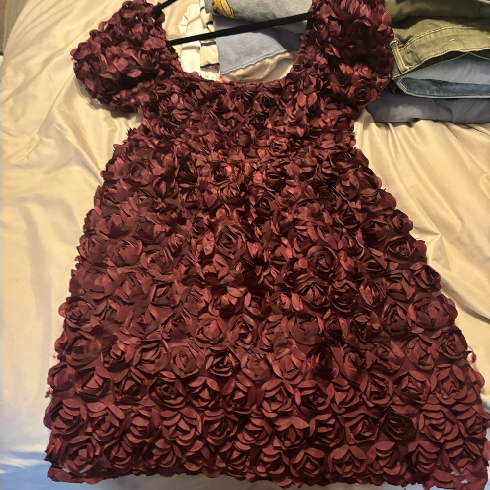 Elegant Burgundy Floral Dress
